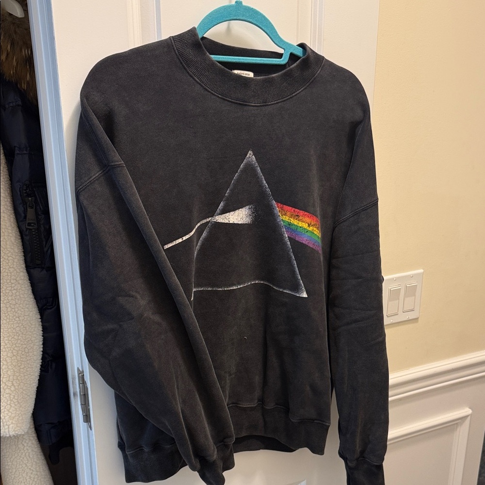 Abercrombie & Fitch Black Crewneck Sweater with Rainbow Graphic